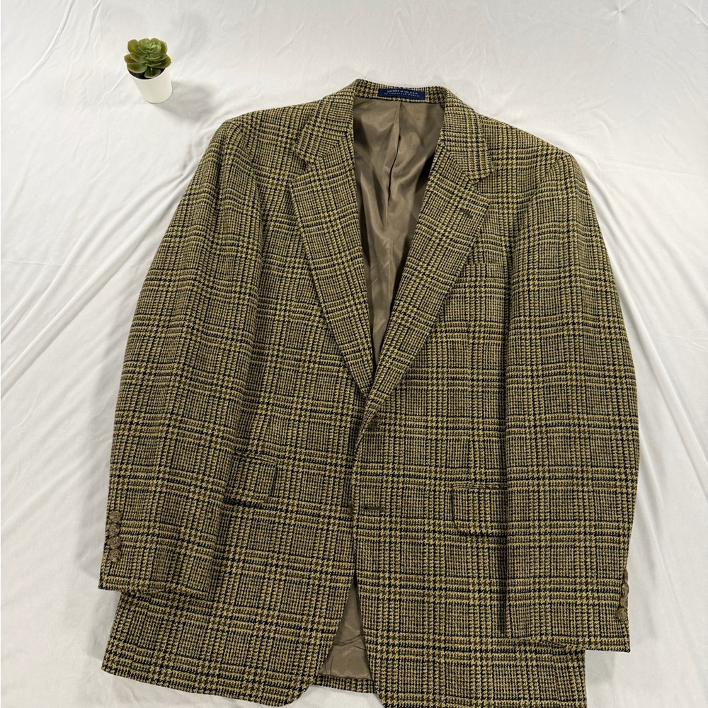 Nordstrom Classic Wool Cashmere Houndstooth Multicolor Blazer Sport Coat 41L